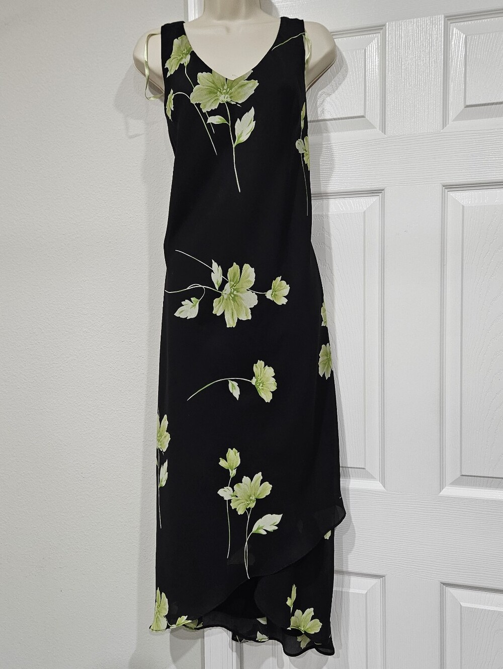 Studio I Black Maxi Dress with Lime Floral Print
